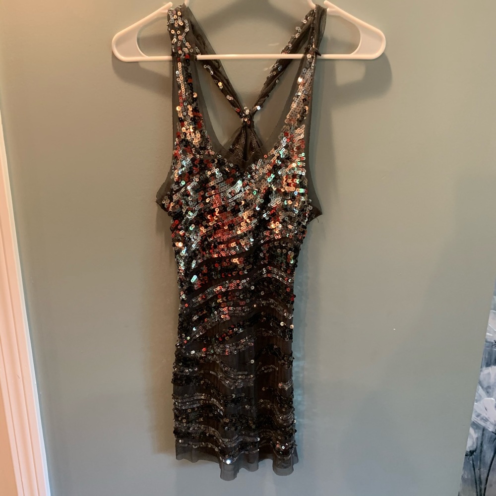 Sequins Mini Dress/Long Tank
